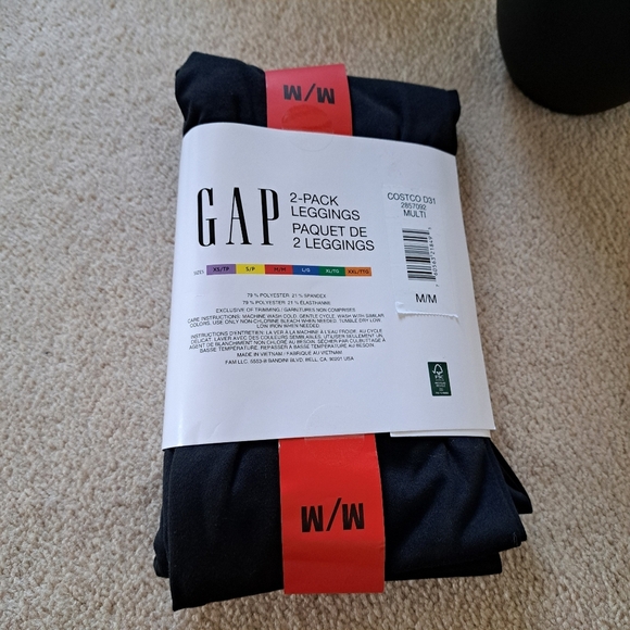 New! Gap Leggings 2 Pack Size Medium Black Mid Rise Stretch Pants - Picture 8 of 10